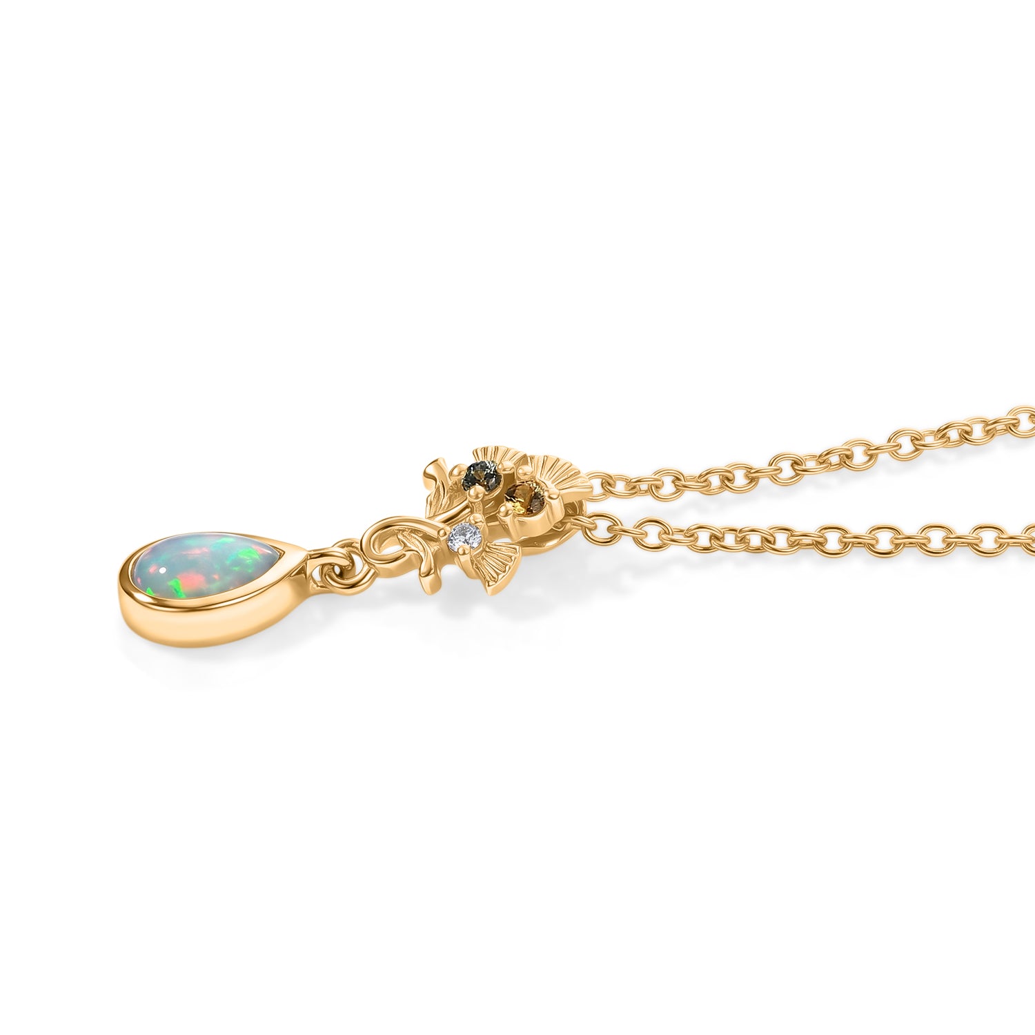 EVER TRUE AA Natürlicher, äthiopischer Welo Opal, Gelber Saphir Schmuckset ca. 50 cm ca. 0,58 ct.