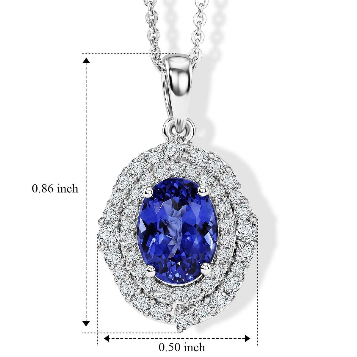 D'Joy AA Tansanit, Moissanit AGI zertifiziert Schmuckset ca. 45 cm 925 Silber Rhodiniert ca. 1,99 ct.