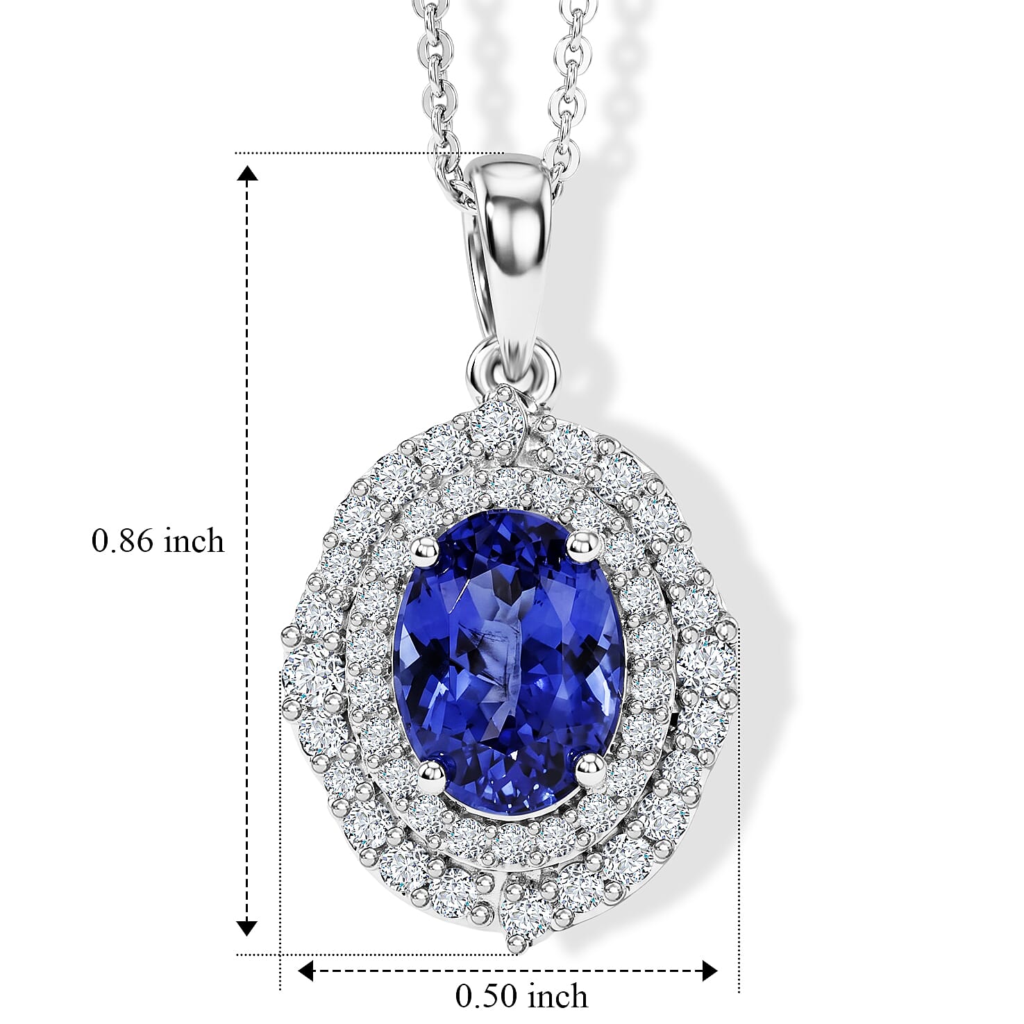 D'Joy AA Tansanit, Moissanit AGI zertifiziert Schmuckset ca. 45 cm 925 Silber Rhodiniert ca. 1,99 ct.