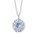 D'Joy Regenbogen Mondstein Schmuckset ca. 50 cm 925 Silber Rhodiniert ca. 6,97 ct.