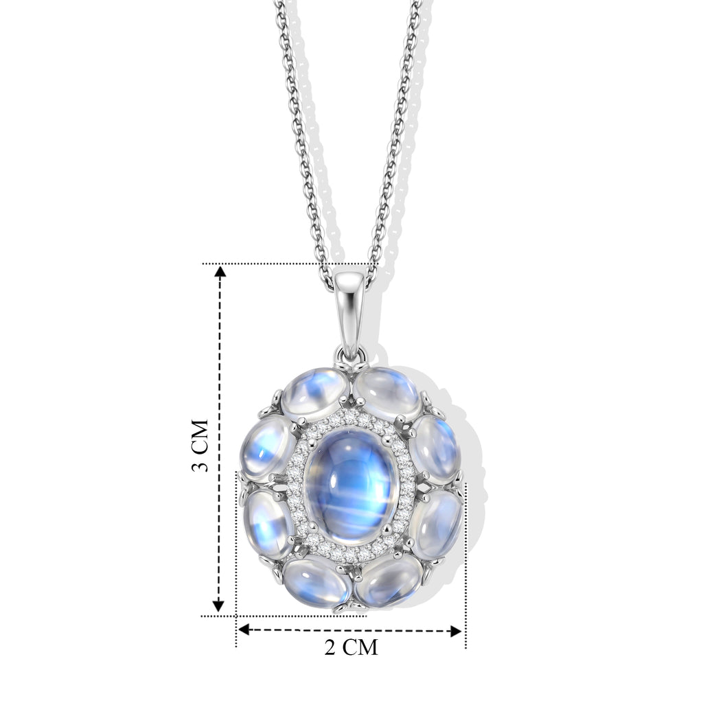 D'Joy Regenbogen Mondstein Schmuckset ca. 50 cm 925 Silber Rhodiniert ca. 6,97 ct.