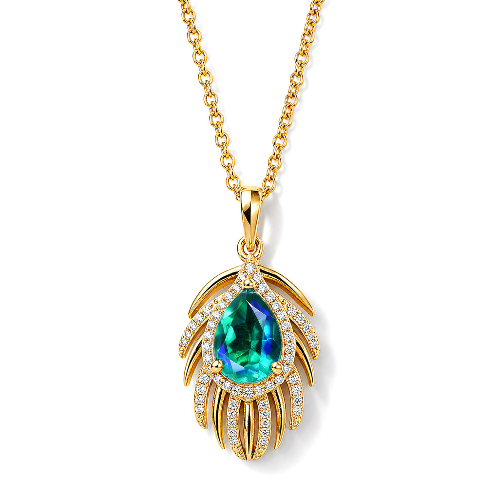 EVER TRUE Pfau Quarz Triplette, Weißer Zirkon Schmuckset ca. 50 cm ca. 2,56 ct.