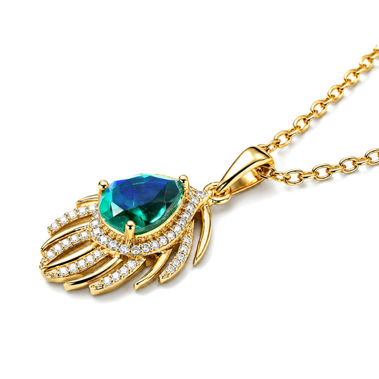 EVER TRUE Pfau Quarz Triplette, Weißer Zirkon Schmuckset ca. 50 cm ca. 2,56 ct.