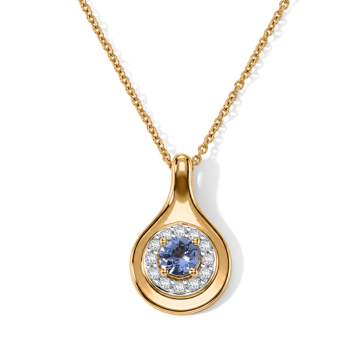 D'Joy AA Tansanit, Weißer Zirkon Schmuckset ca. 50 cm 925 Silber Gold ca. 0.43 ct