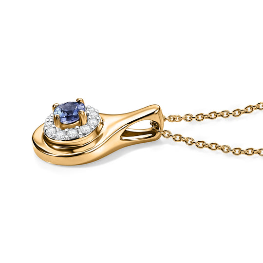 D'Joy AA Tansanit, Weißer Zirkon Schmuckset ca. 50 cm 925 Silber Gold ca. 0.43 ct