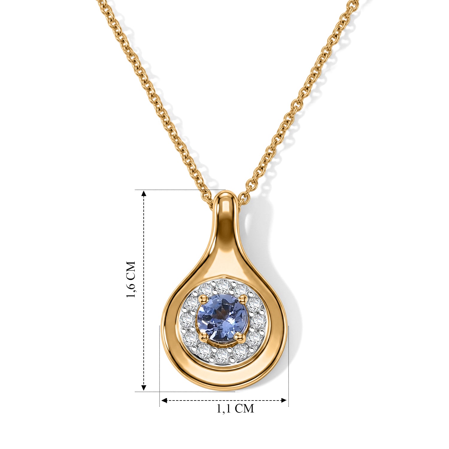 D'Joy AA Tansanit, Weißer Zirkon Schmuckset ca. 50 cm 925 Silber Gold ca. 0.43 ct
