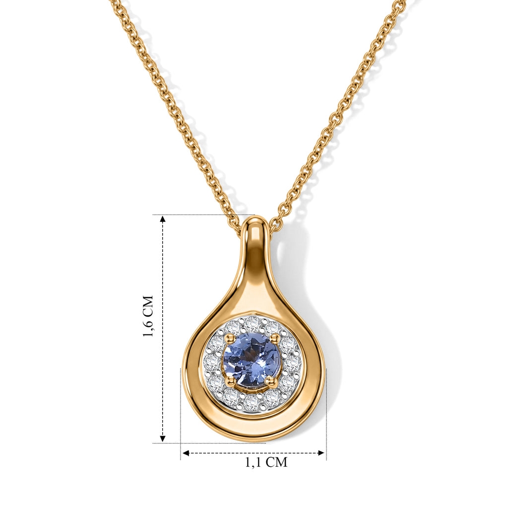 D'Joy AA Tansanit, Weißer Zirkon Schmuckset ca. 50 cm 925 Silber Gold ca. 0,43 ct.