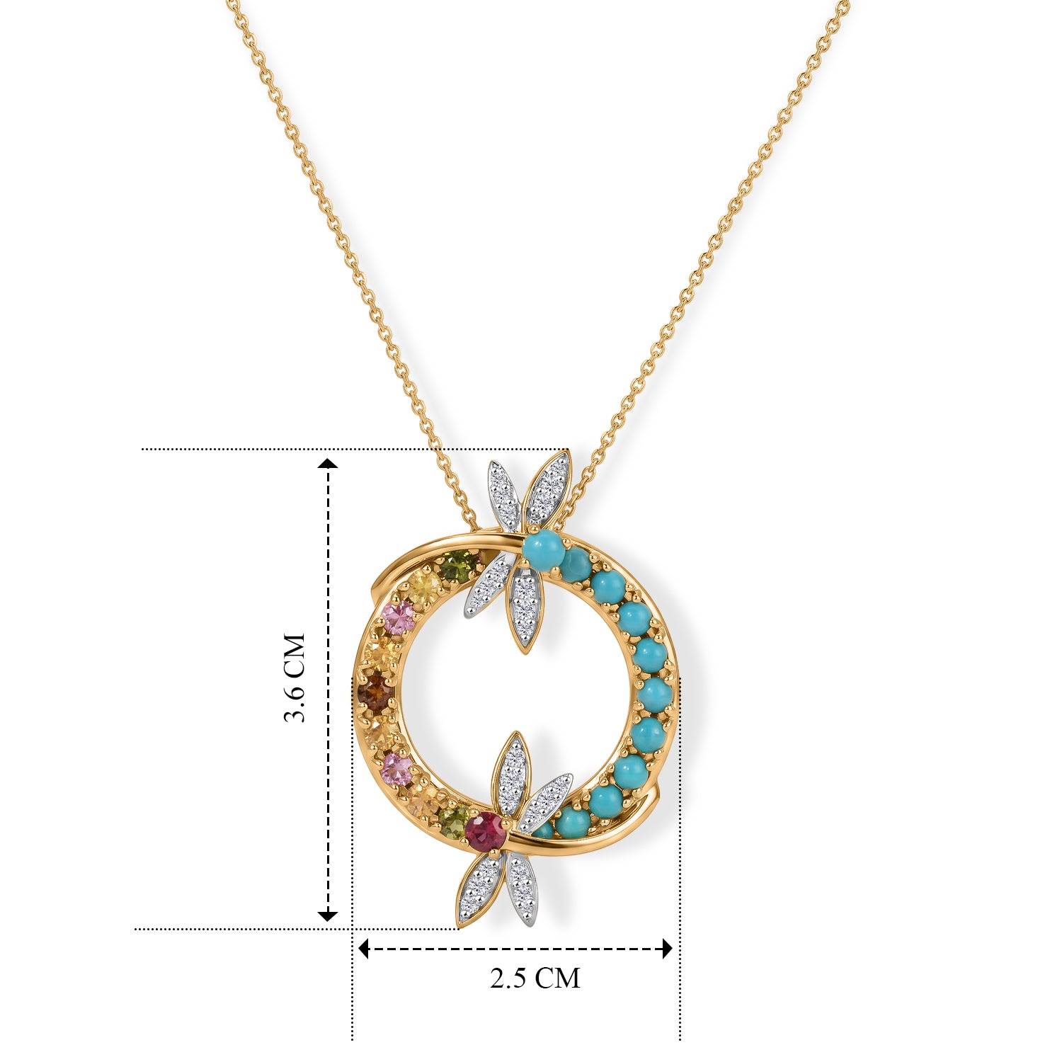 GP - AA Mehrfarbig-Turmalin, Lagunen-Türkis Schmuckset ca. 50 cm 925 Silber 750 Gelbgold vermeil ca. 2,02 ct.