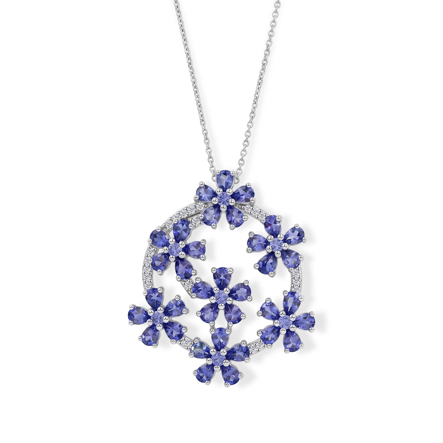 D'Joy Tansanit Schmuckset ca. 50 cm 925 Silber Rhodiniert ca. 6,01 ct.