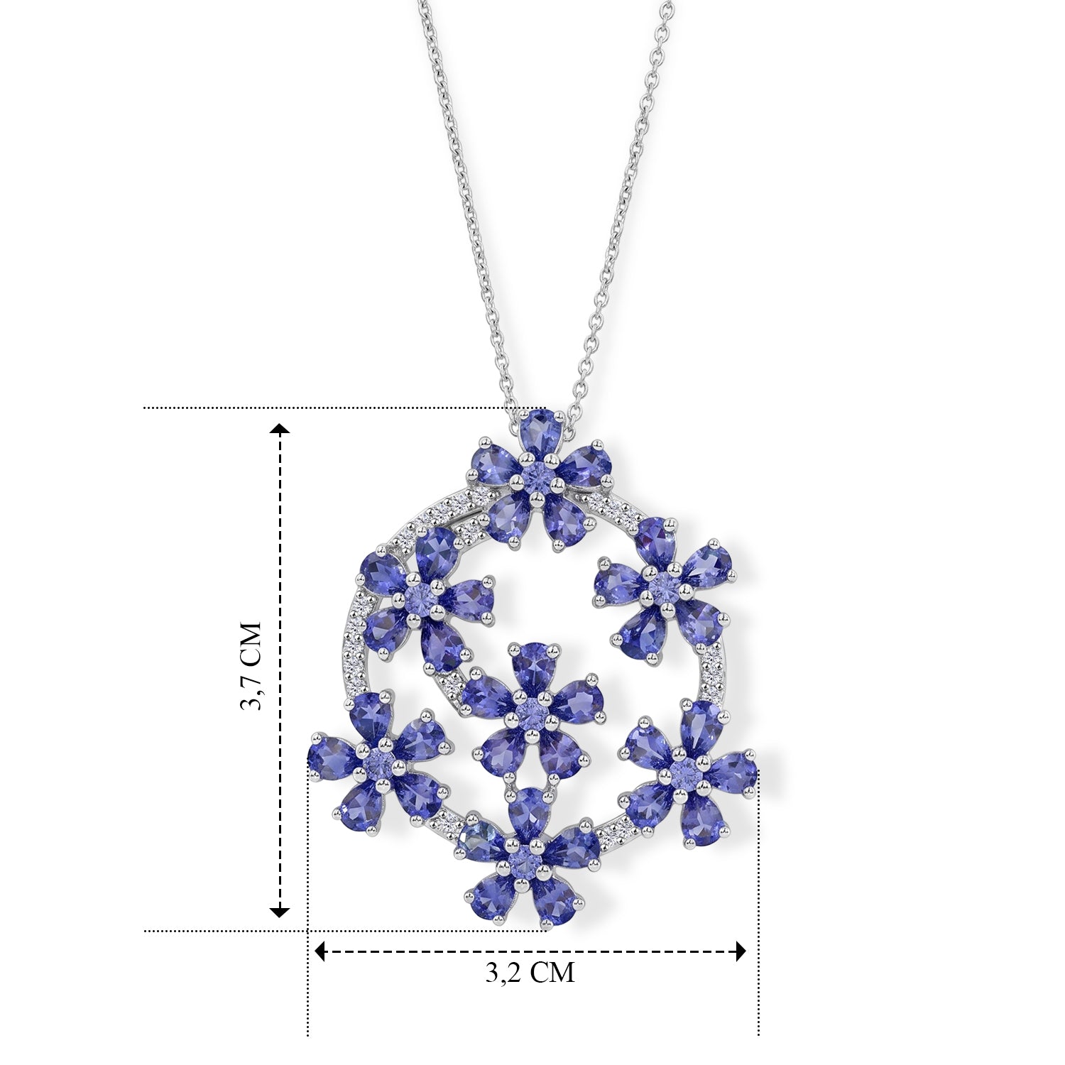 D'Joy Tansanit Schmuckset ca. 50 cm 925 Silber Rhodiniert ca. 6,01 ct.