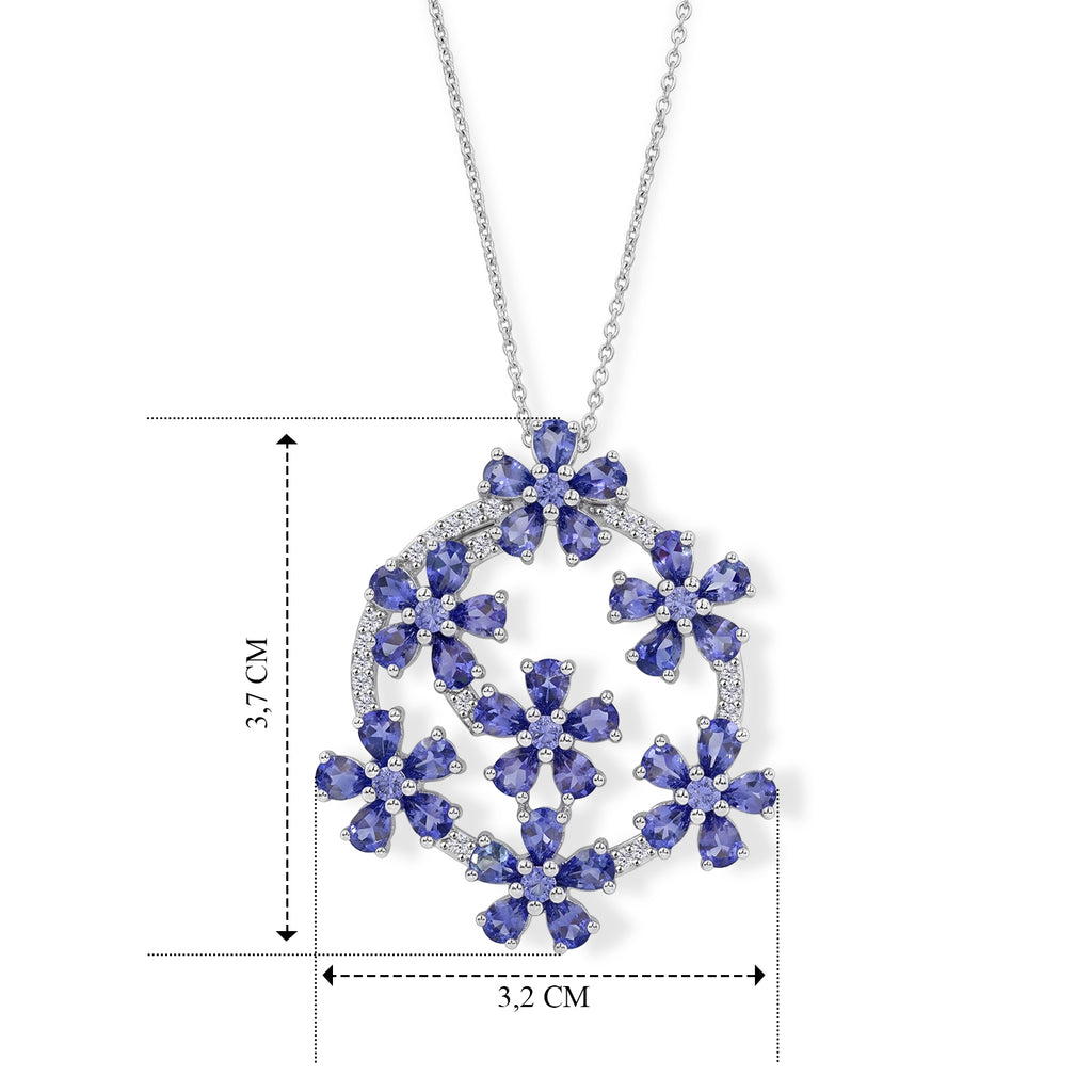 D'Joy Tansanit Schmuckset ca. 50 cm 925 Silber Rhodiniert ca. 6,01 ct.