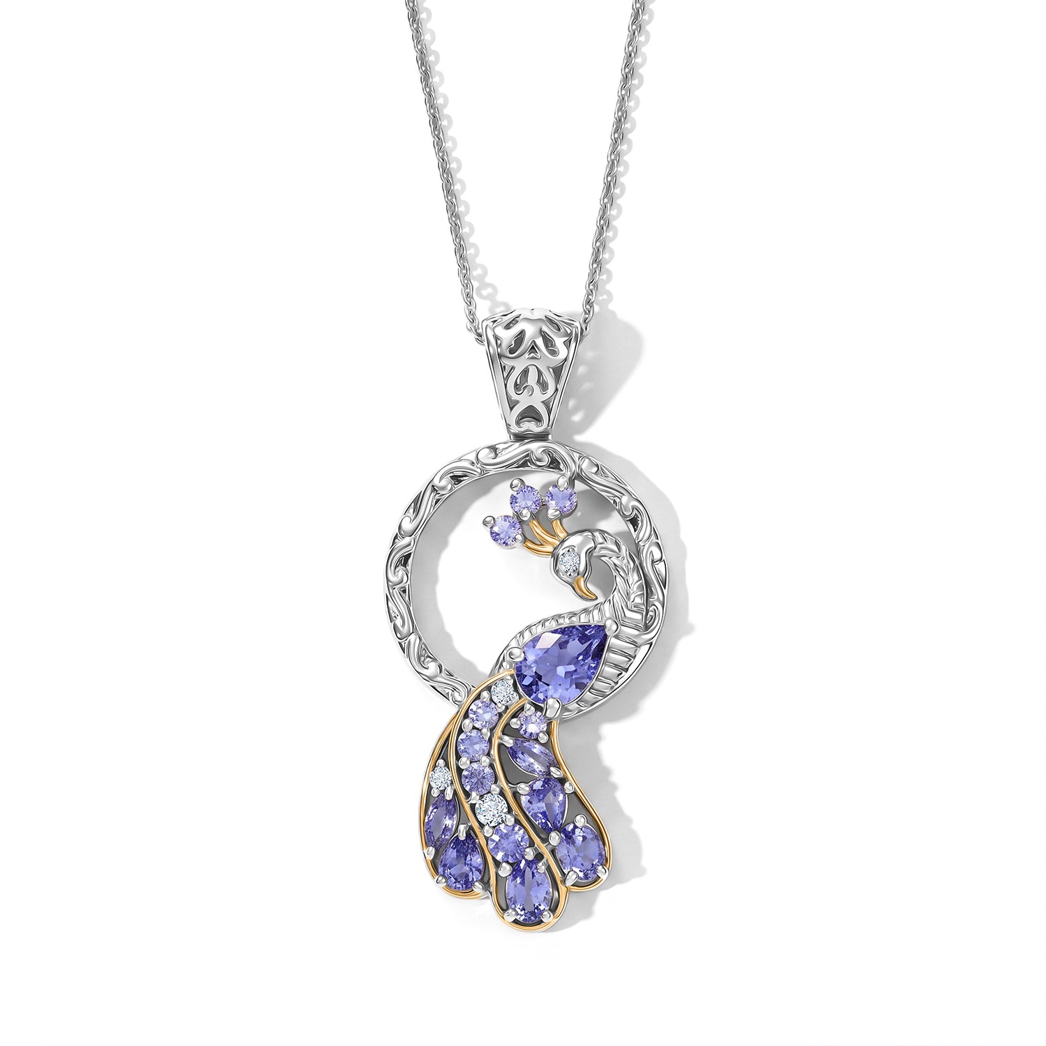 D'Joy Tansanit Schmuckset ca. 50 cm 925 Silber Rhodiniert, 925 Silber Rhodiniert und 750 Gelbgold Vermeil ca. 1,98 ct.