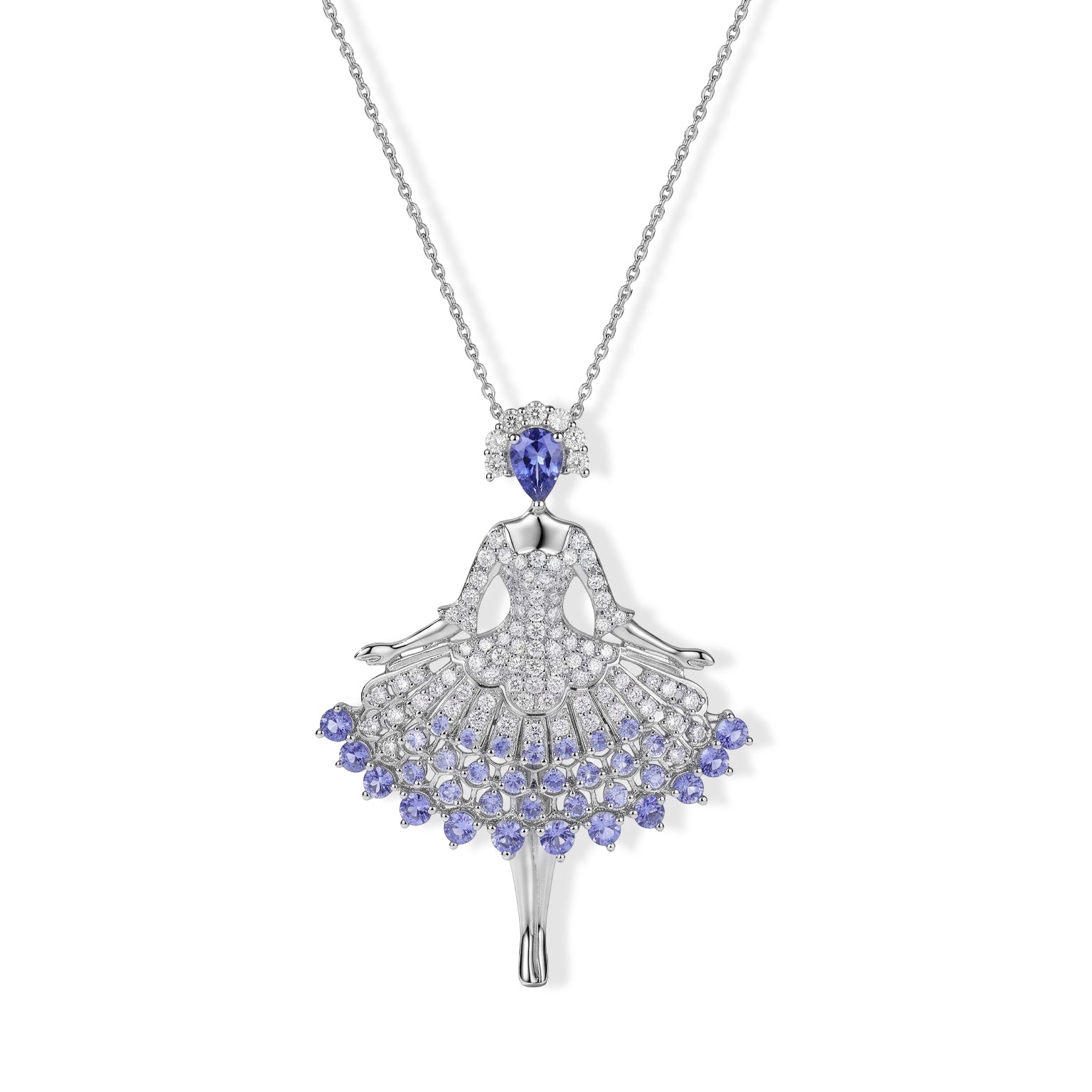 D'Joy Tansanit Schmuckset ca. 50 cm 925 Silber Rhodiniert ca. 5,62 ct.