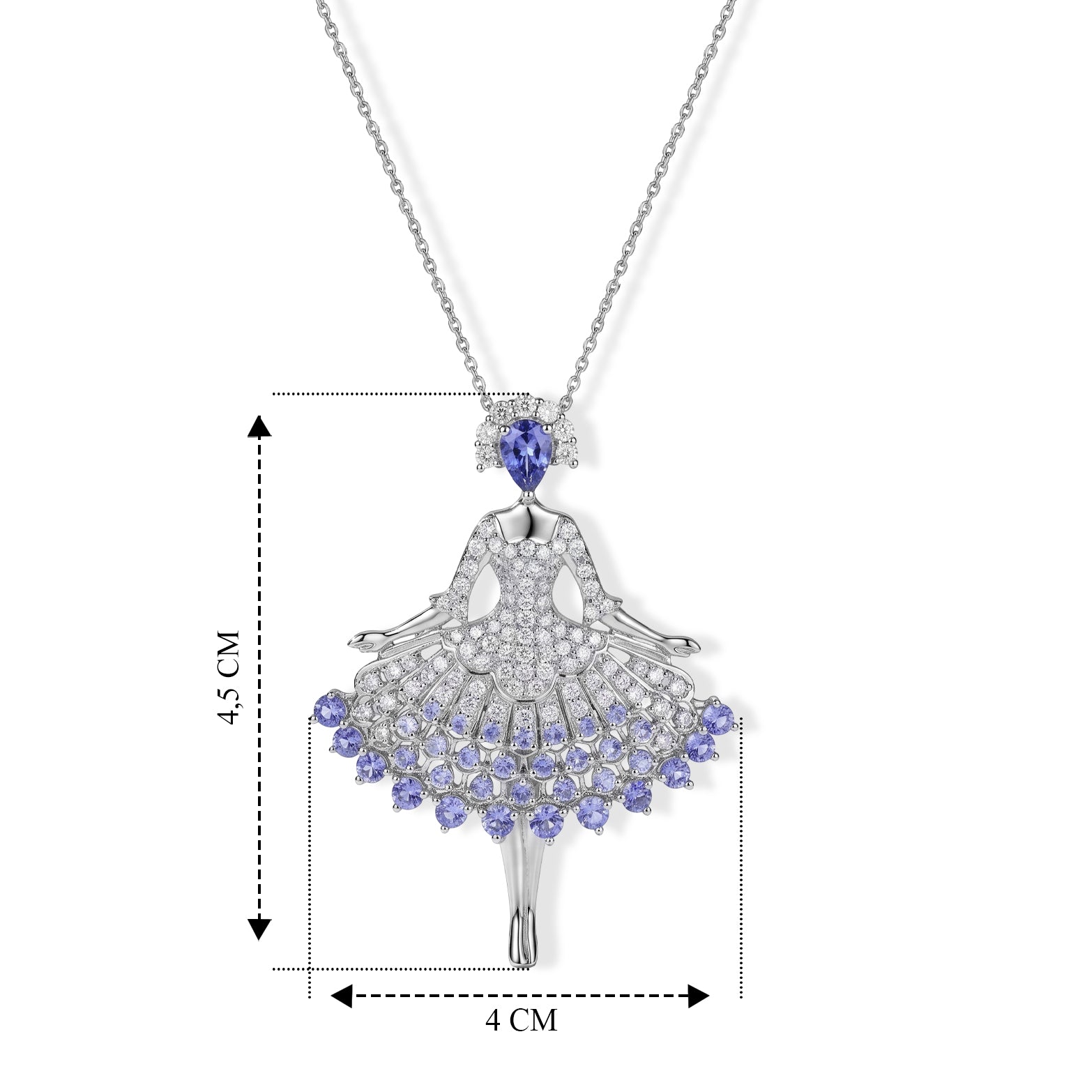 D'Joy Tansanit Schmuckset ca. 50 cm 925 Silber Rhodiniert ca. 5,62 ct.