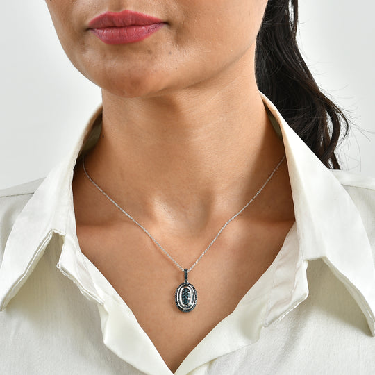 D'Joy Grüner Diamant Schmuckset ca. 50 cm 925 Silber Rhodiniert ca. 1.03 ct