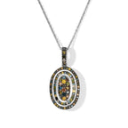 D'Joy Natürlicher Champagner Diamant, Blauer Diamant Schmuckset ca. 50 cm 925 Silber Rhodiniert ca. 0,95 ct.