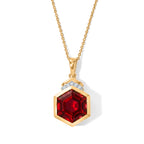 LUXURIANT - AAA Lab Grown Rubin, Weißer Zirkon Schmuckset ca. 50 cm 925 Silber 750 Gelbgold vermeil ca. 10,28 ct.