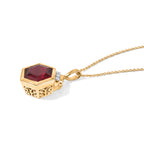 LUXURIANT - AAA Lab Grown Rubin, Weißer Zirkon Schmuckset ca. 50 cm 925 Silber 750 Gelbgold vermeil ca. 10,28 ct.