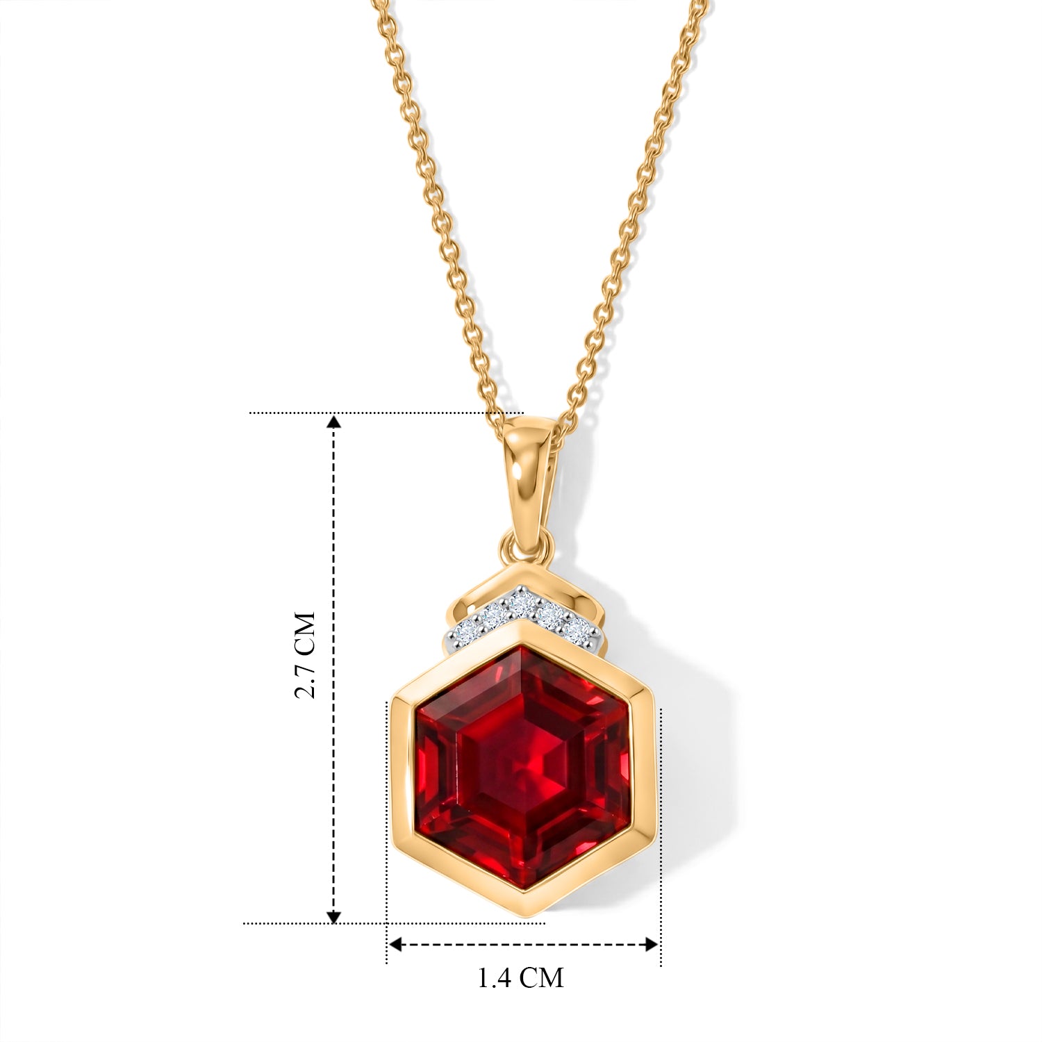 LUXURIANT - AAA Lab Grown Rubin, Weißer Zirkon Schmuckset ca. 50 cm 925 Silber 750 Gelbgold vermeil ca. 10,28 ct.
