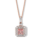 D'Joy AA Rosa Morganit, Moissanit AGI zertifiziert Schmuckset ca. 45 cm 925 Silber 750 Roségold vermeil ca. 1,54 ct.