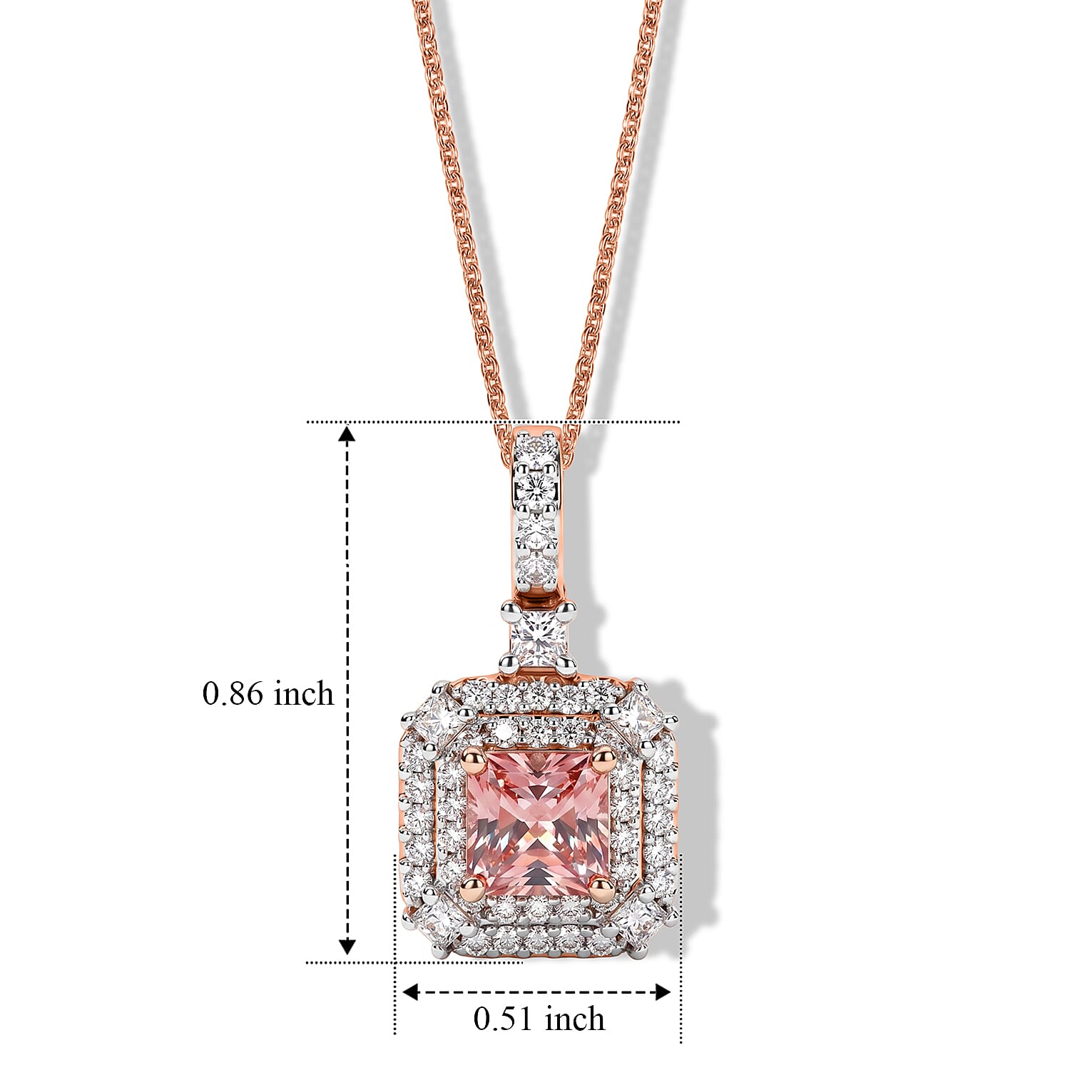 D'Joy AA Rosa Morganit, Moissanit AGI zertifiziert Schmuckset ca. 45 cm 925 Silber 750 Roségold vermeil ca. 1,54 ct.