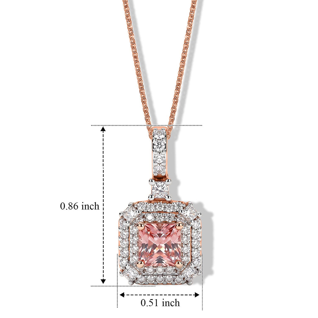 D'Joy AA Rosa Morganit, Moissanit AGI zertifiziert Schmuckset ca. 45 cm 925 Silber 750 Roségold vermeil ca. 1,54 ct.
