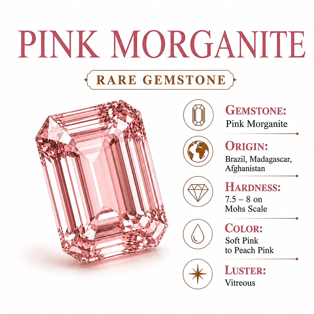 D'Joy AA Rosa Morganit, Moissanit AGI zertifiziert Schmuckset ca. 45 cm 925 Silber 750 Roségold vermeil ca. 1,54 ct.