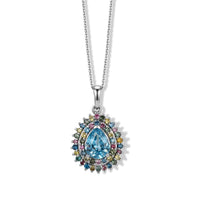 LUXURIANT DIAMOND - AA Blauer Zirkon, Lab Grown Blauer Diamant Schmuckset ca. 50 cm 925 Silber Rhodiniert ca. 3,17 ct.