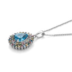 LUXURIANT DIAMOND - AA Blauer Zirkon, Lab Grown Blauer Diamant Schmuckset ca. 50 cm 925 Silber Rhodiniert ca. 3,17 ct.