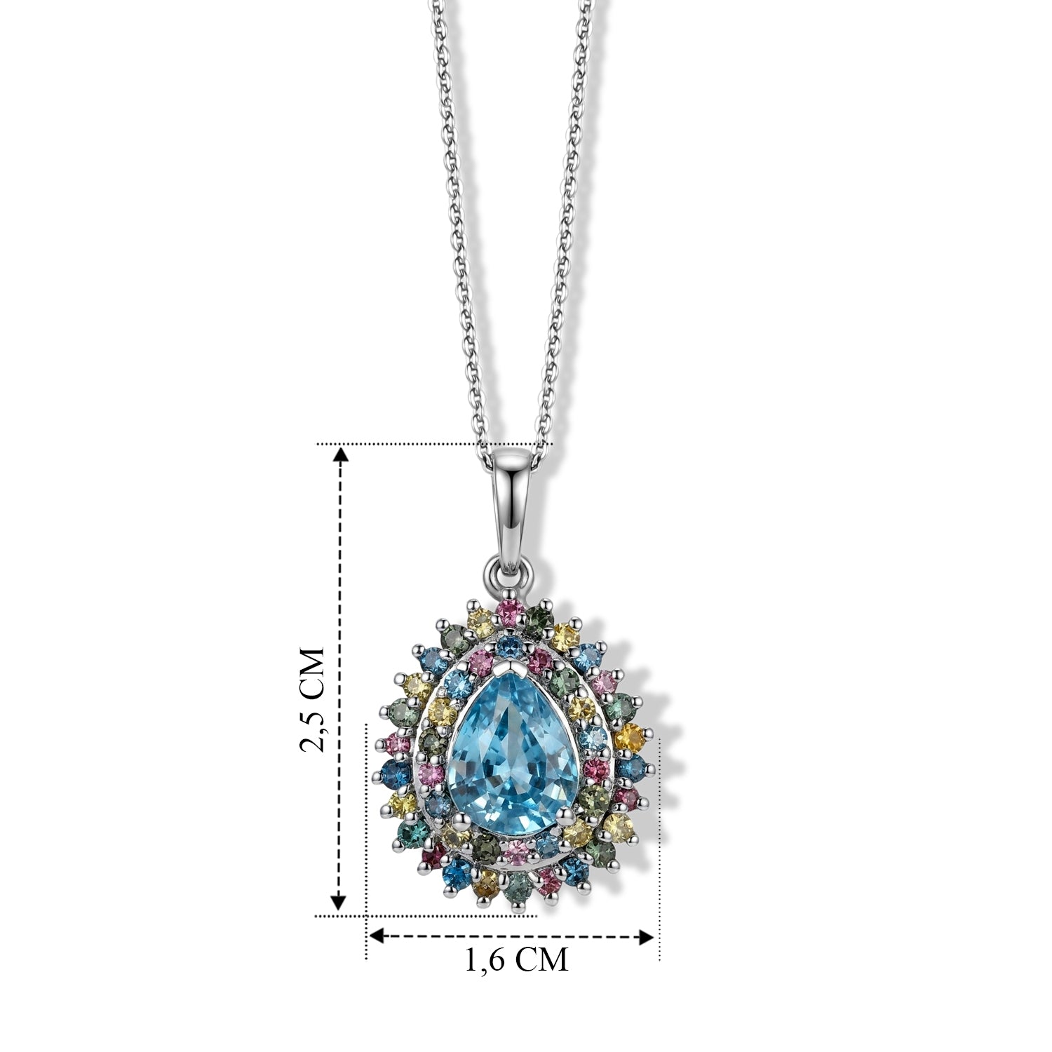 LUXURIANT DIAMOND - AA Blauer Zirkon, Lab Grown Blauer Diamant Schmuckset ca. 50 cm 925 Silber Rhodiniert ca. 3,17 ct.
