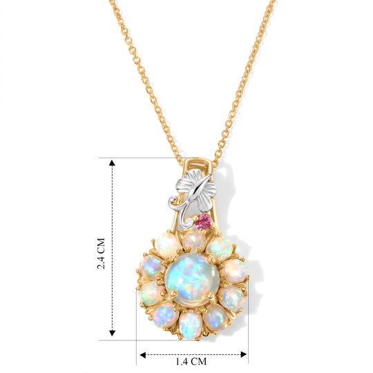 D'Joy AA Natürlicher, äthiopischer Welo Opal Schmuckset ca. 50 cm 925 Silber Rhodiniert, 925 Silber Rhodiniert und 750 Gelbgold Vermeil ca. 2,05 ct.