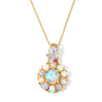 D'Joy AA Natürlicher, äthiopischer Welo Opal Schmuckset ca. 50 cm 925 Silber Rhodiniert, 925 Silber Rhodiniert und 750 Gelbgold Vermeil ca. 2,05 ct.