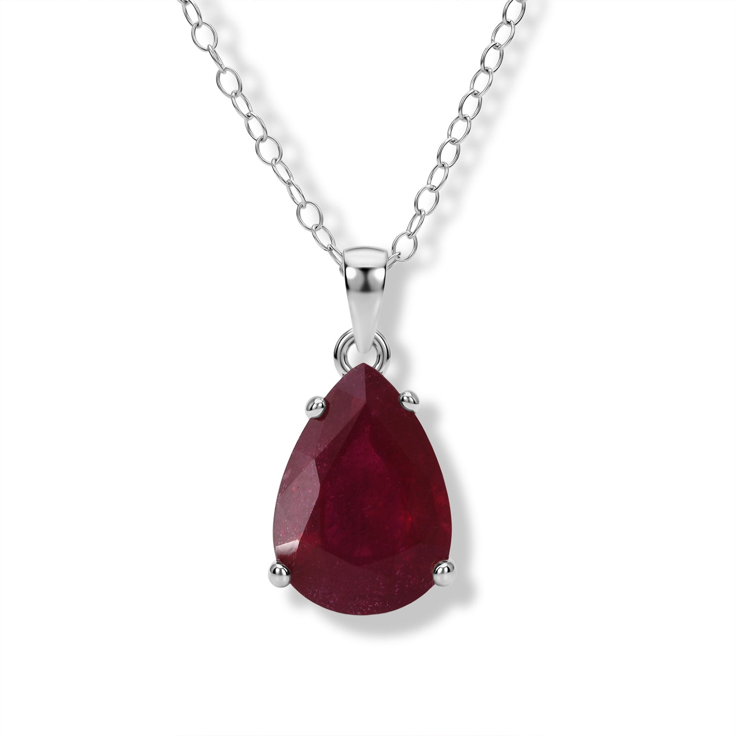 D'Joy Afrikanischer Rubin (Fissure gefüllt) Schmuckset ca. 45 cm 925 Silber Rhodiniert ca. 7,09 ct.