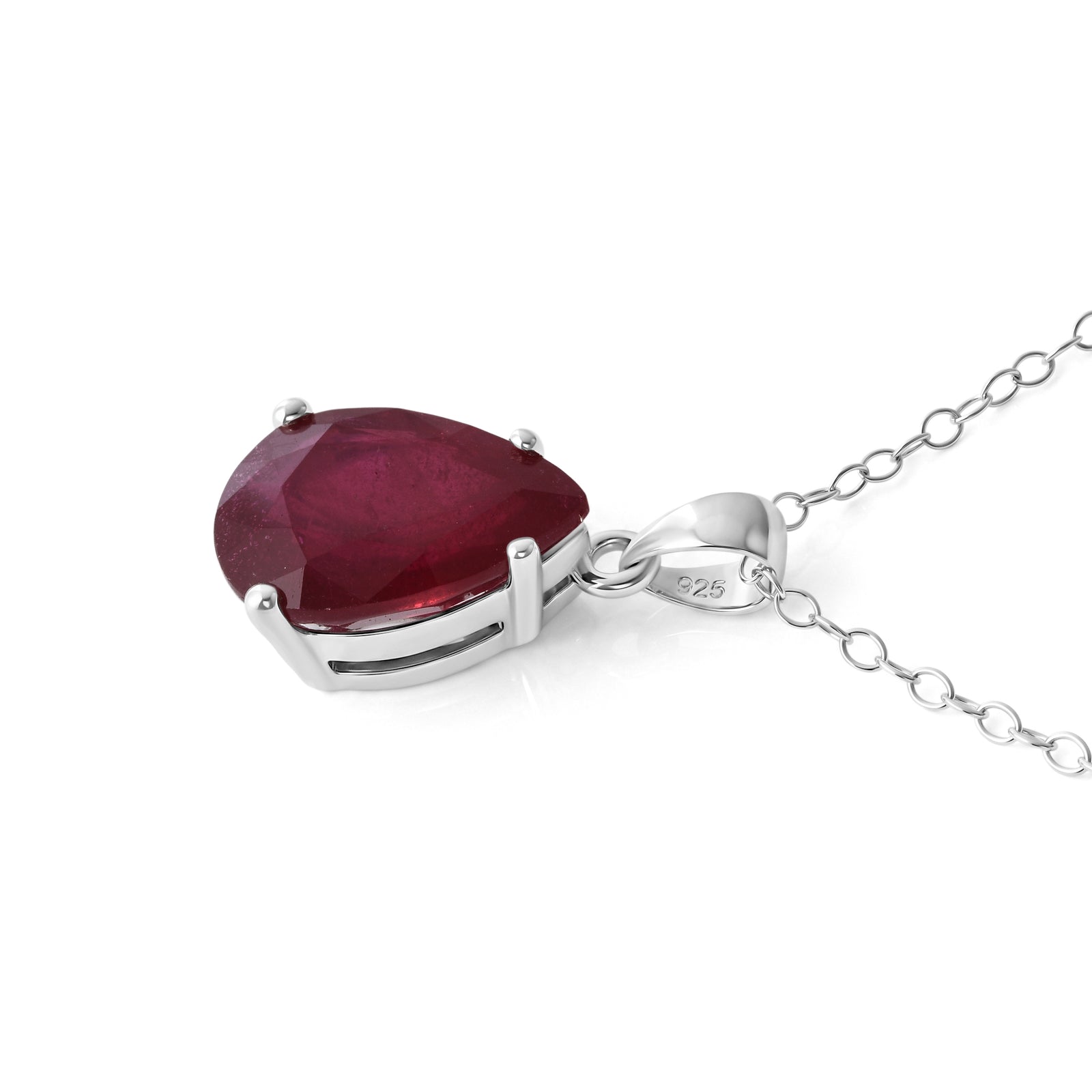 D'Joy Afrikanischer Rubin (Fissure gefüllt) Schmuckset ca. 45 cm 925 Silber Rhodiniert ca. 7,09 ct.