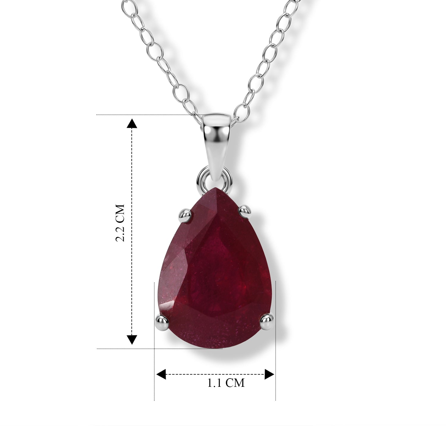 D'Joy Afrikanischer Rubin (Fissure gefüllt) Schmuckset ca. 45 cm 925 Silber Rhodiniert ca. 7,09 ct.