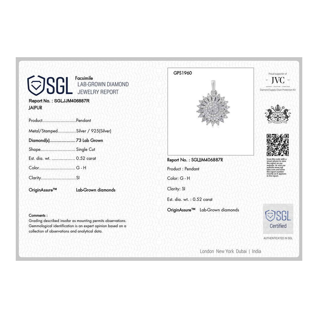 LUXURIANT DIAMOND - Lab Grown Diamant SGL zertifiziert SI-GH Schmuckset ca. 50 cm 925 Silber Rhodiniert ca. 0,53 ct.