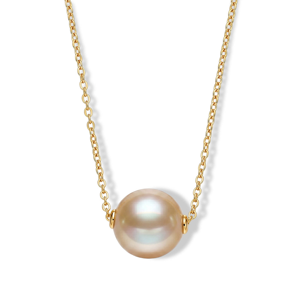 D'Joy AAA Goldene Südsee Perle (12-13 mm) Schmuckset ca. 45 cm 925 Silber 750 Gelbgold vermeil