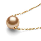 D'Joy AAA Goldene Südsee Perle (12-13 mm) Schmuckset ca. 45 cm 925 Silber 750 Gelbgold vermeil