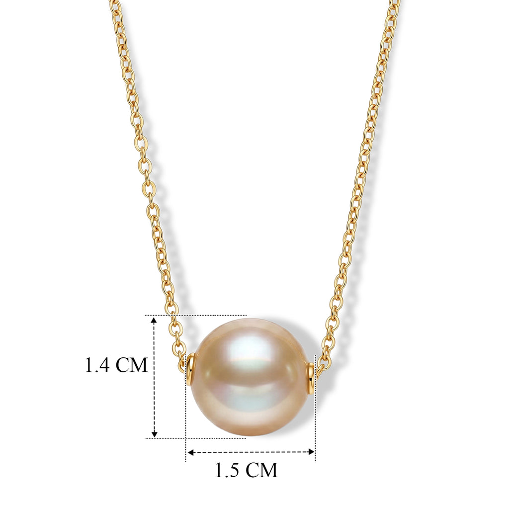 D'Joy AAA Goldene Südsee Perle (12-13 mm) Schmuckset ca. 45 cm 925 Silber 750 Gelbgold vermeil