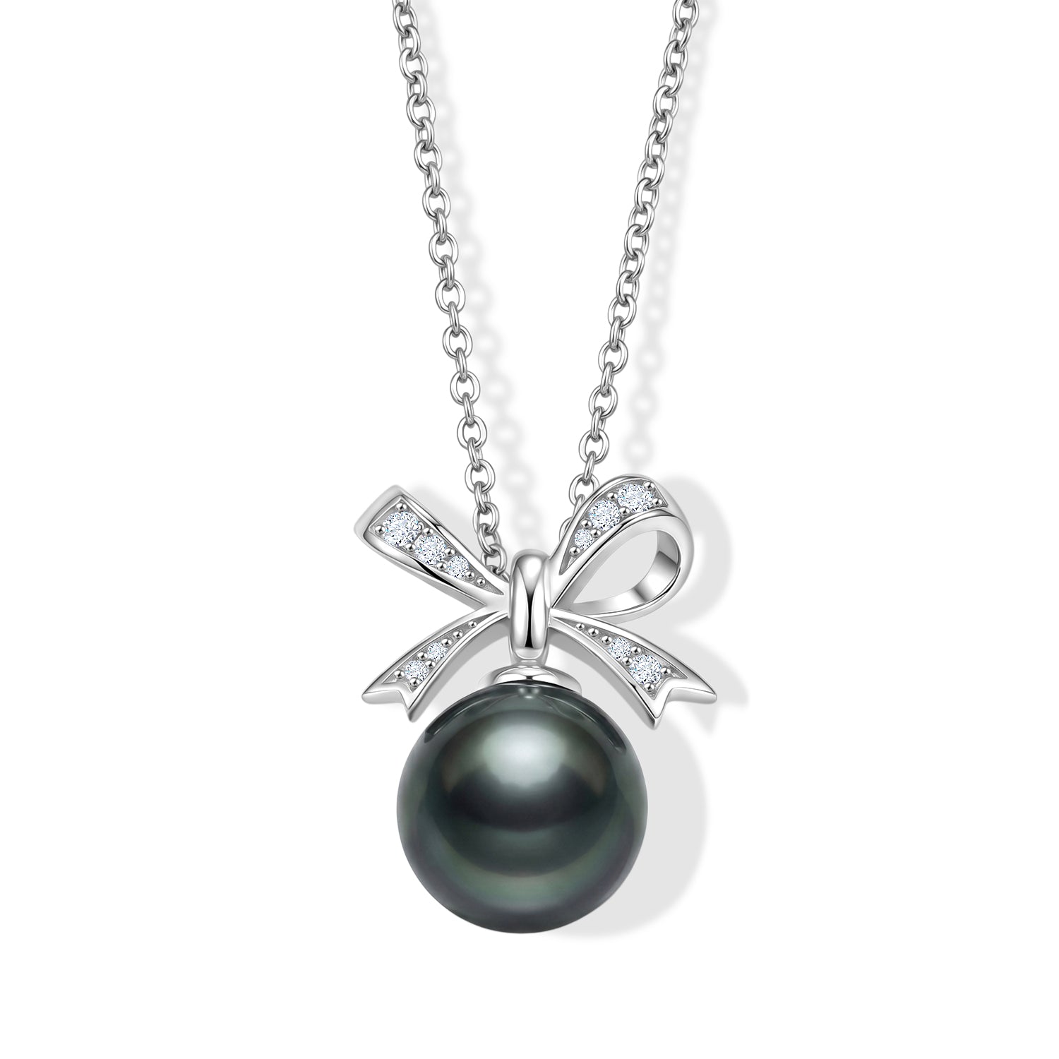 D'Joy Tahiti Perle und Moissanit Anhänger mit 45cm Kette, 925 Silber rhodiniert