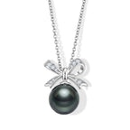 D'Joy Tahiti Perle, Moissanit Schmuckset ca. 45 cm 925 Silber Rhodiniert 0.10 ct