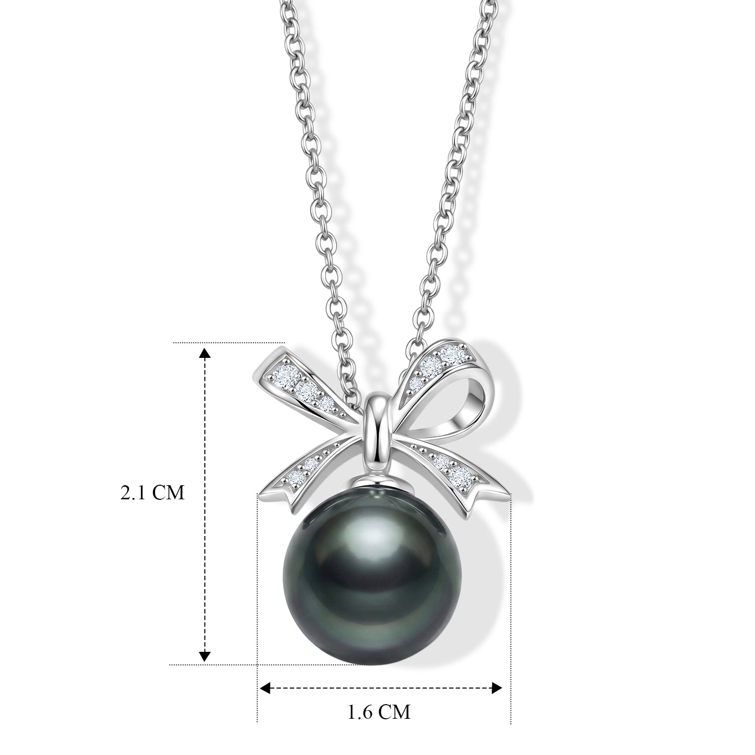 D'Joy Tahiti Perle, Moissanit Schmuckset ca. 45 cm 925 Silber Rhodiniert 0.10 ct