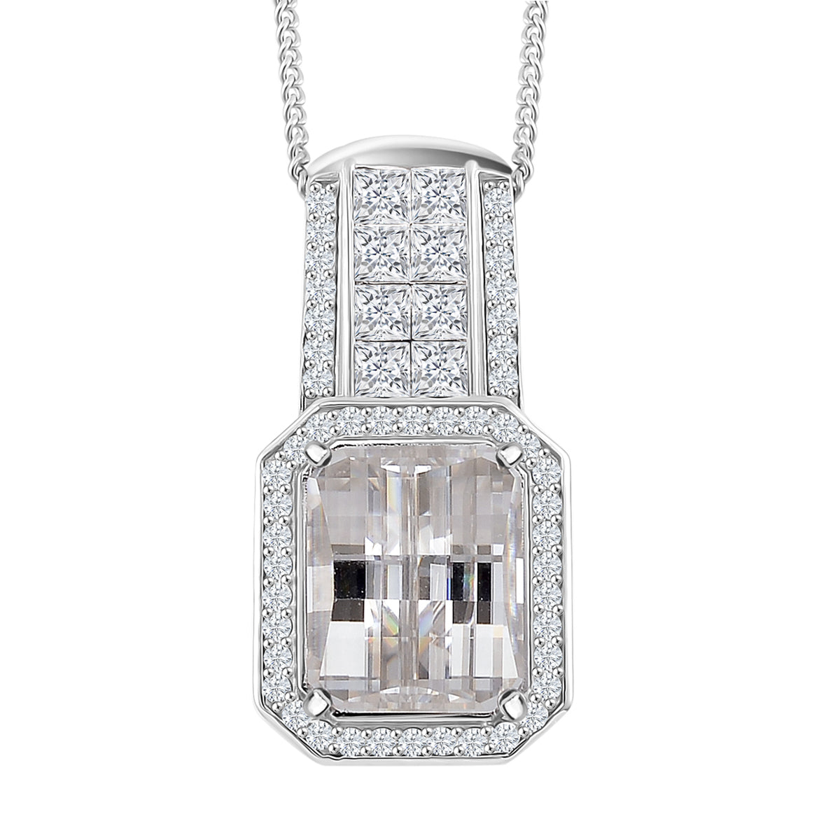D'Joy Moissanit Anhänger mit Kette, ca. 45 cm 925 Silber Rhodiniert ca. 4,29 ct.