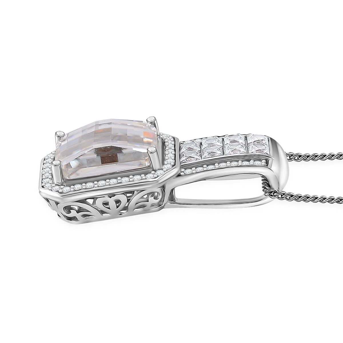 D'Joy Moissanit Anhänger mit Kette, ca. 45 cm 925 Silber Rhodiniert ca. 4,29 ct.