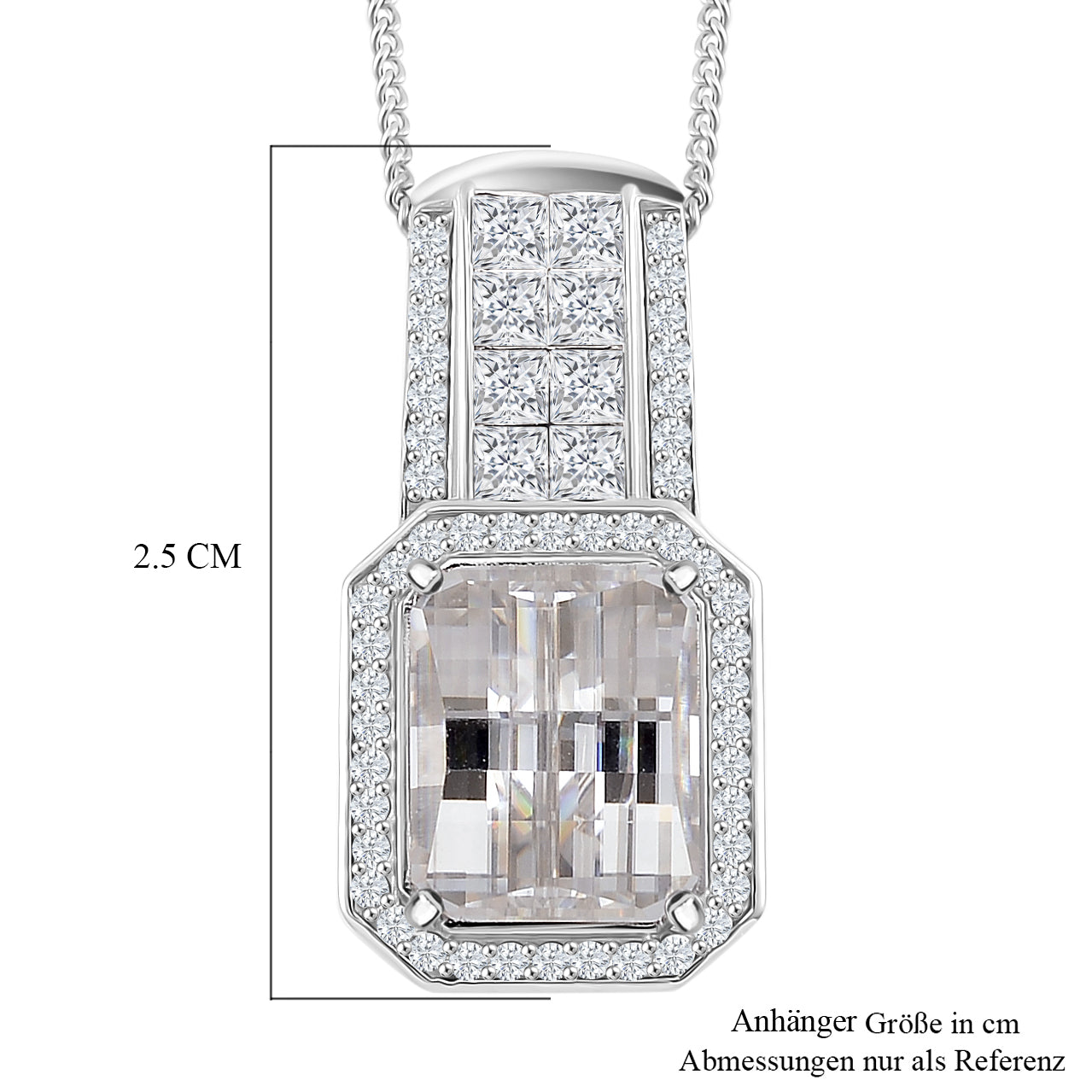 D'Joy Moissanit Anhänger mit Kette, ca. 45 cm 925 Silber Rhodiniert ca. 4,29 ct.
