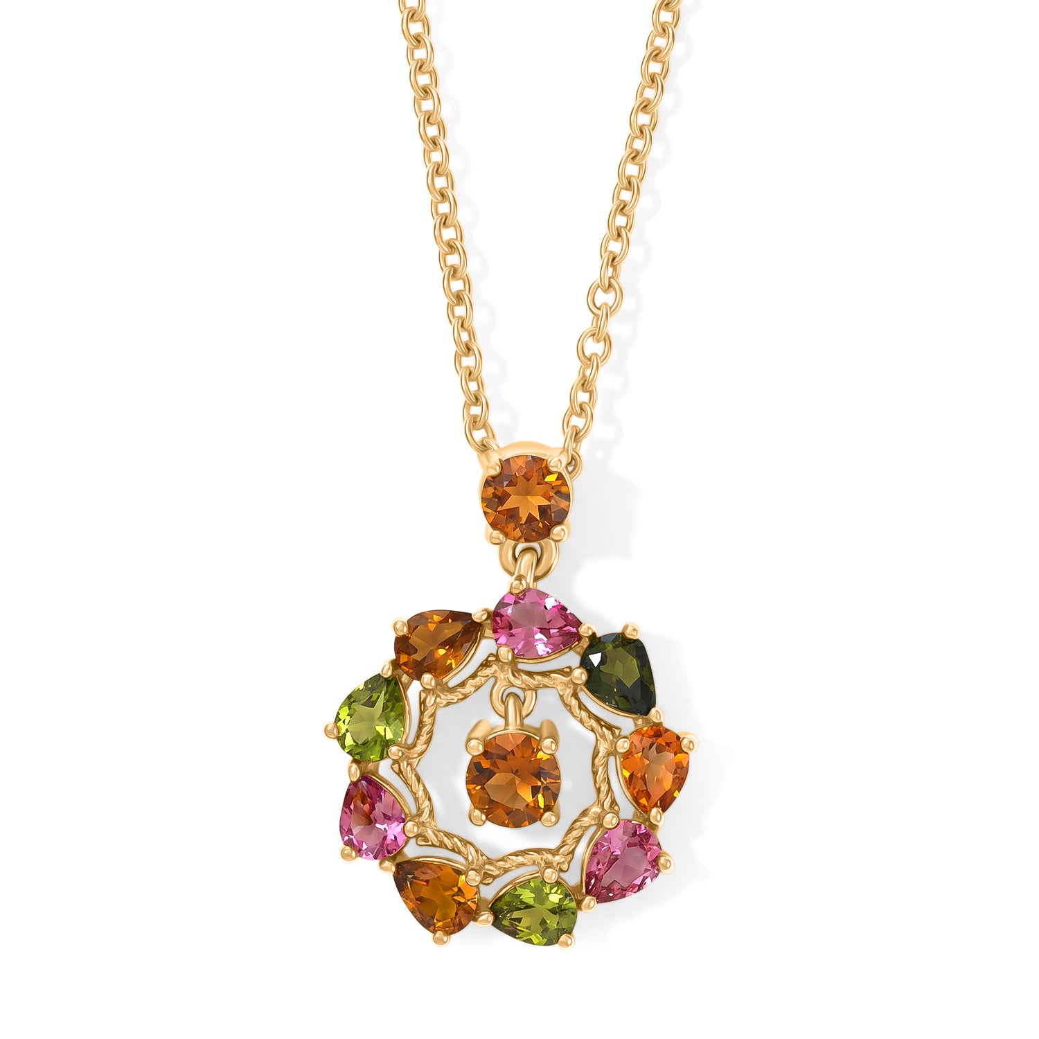 EVER TRUE AA Mehrfarbiger-Turmalin Anhänger mit Kette, ca. 50 cm ca. 2.01 ct