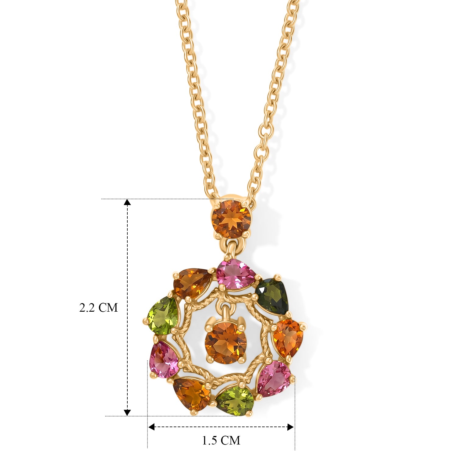EVER TRUE AA Mehrfarbig-Turmalin Schmuckset ca. 50 cm ca. 2,01 ct.