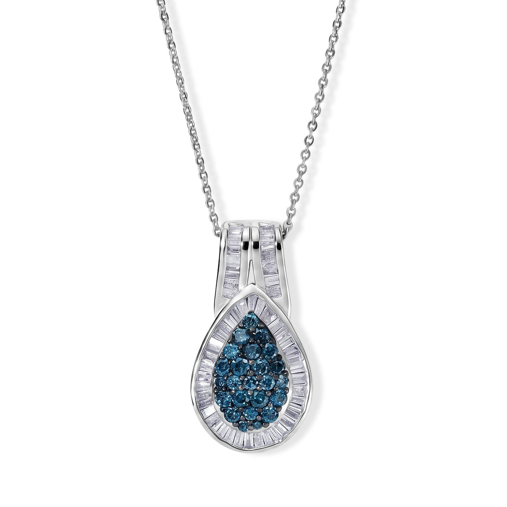 D'Joy Blauer Diamant Schmuckset ca. 50 cm 925 Silber Rhodiniert ca. 1,00 ct.
