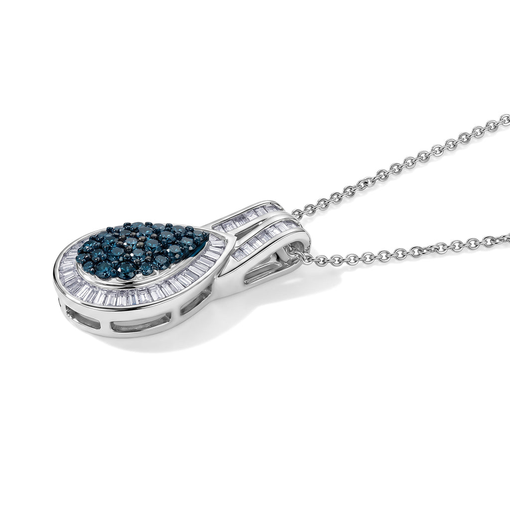 D'Joy Blauer Diamant Schmuckset ca. 50 cm 925 Silber Rhodiniert ca. 1,00 ct.