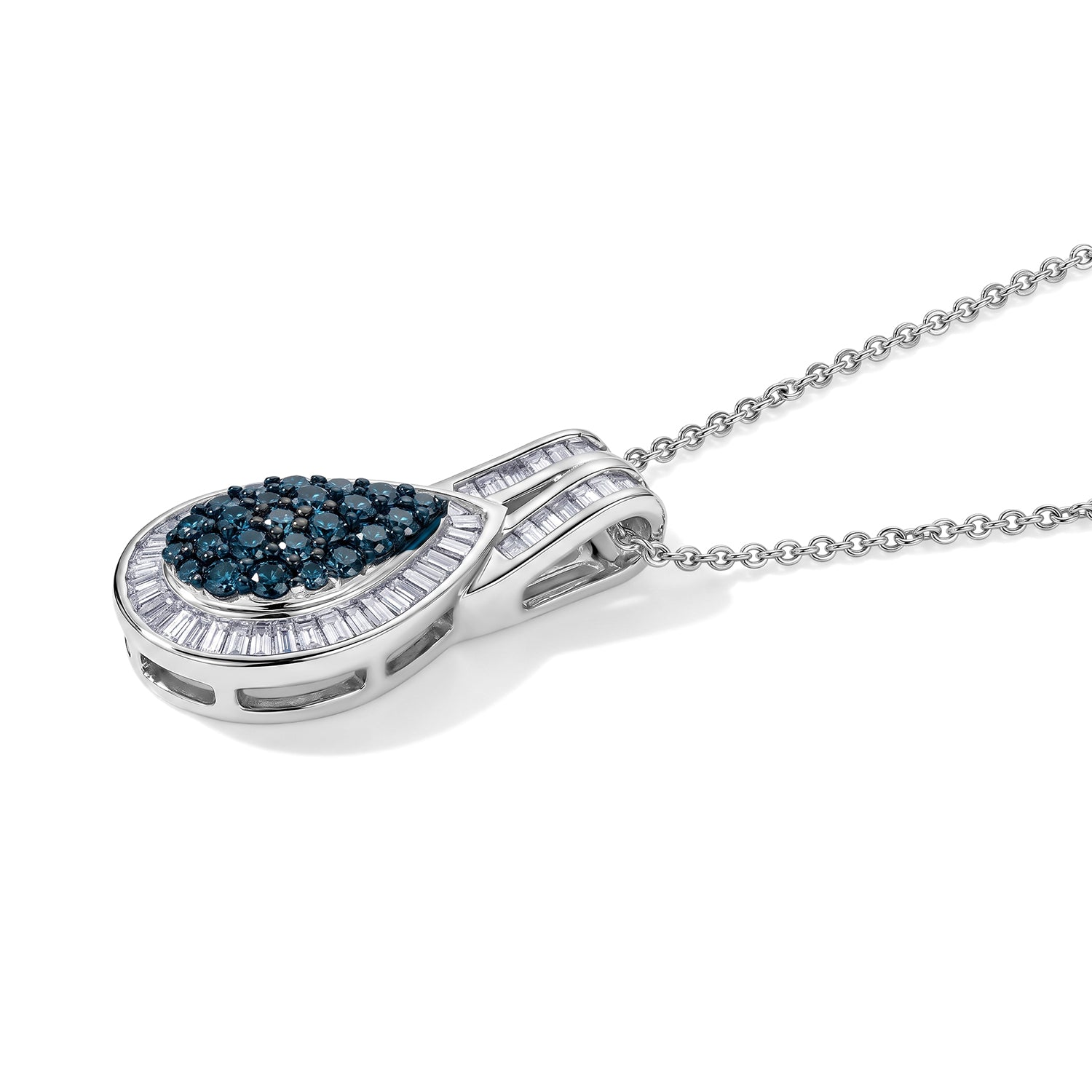 D'Joy Blauer Diamant Schmuckset ca. 50 cm 925 Silber Rhodiniert ca. 1,00 ct.